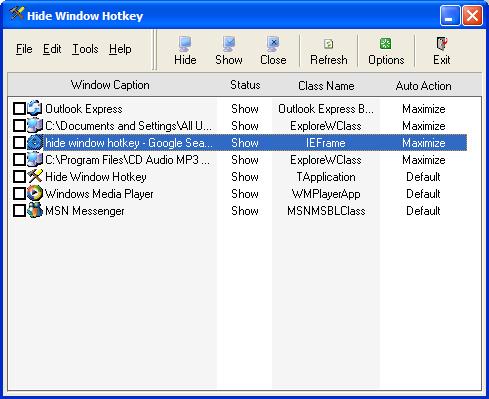 Screenshot of Hide Window Hotkey