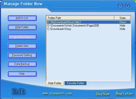 Screenshot of Manage Folder Now